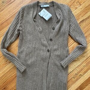 Zara beige asymmetrical cardigan